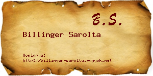 Billinger Sarolta névjegykártya